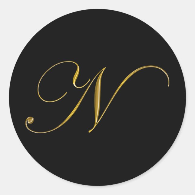 Guldmonogram N Kuvert Sigill Märkat Märke (Framsida)