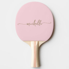 Guldmonogram Namnteckning Skrift Rosablå Rosa Pingisracket