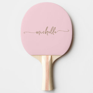 Guldmonogram Namnteckning Skrift Rosablå Rosa Pingisracket
