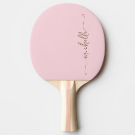 Guldmonogram Namnteckning Skript Rosabladrosa Pingisracket