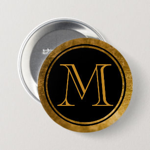 Guldmonogram Svart Elegans Knapp