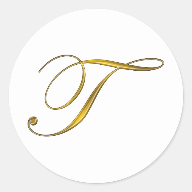Guldmonogram T Kuvert Sigill Märkat Märke (Framsida)
