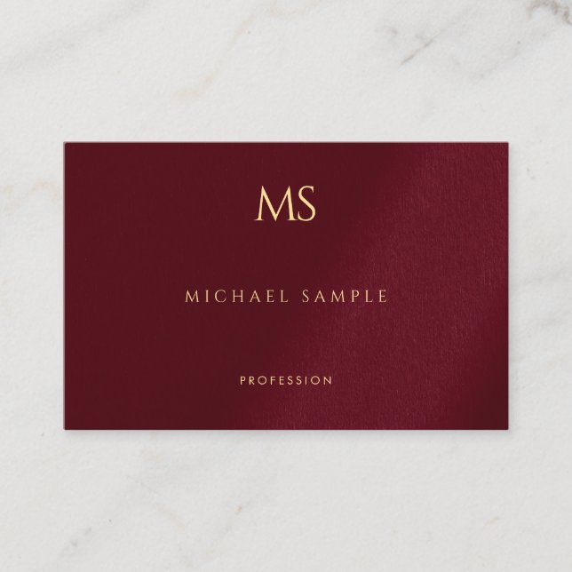 Guldmonogram text Bordeaux mall elegant Visitkort (Framsida)