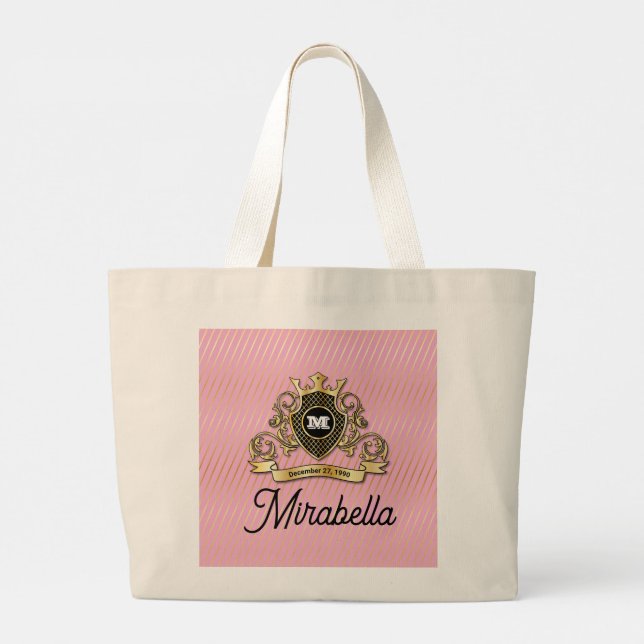 Guldmonogramdesign Jumbo Tygkasse (Baksida)