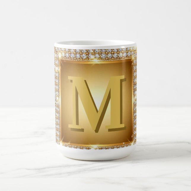 ✨ Guldmonogramram Anpassad Namndesign ✨ Kaffemugg (Center)