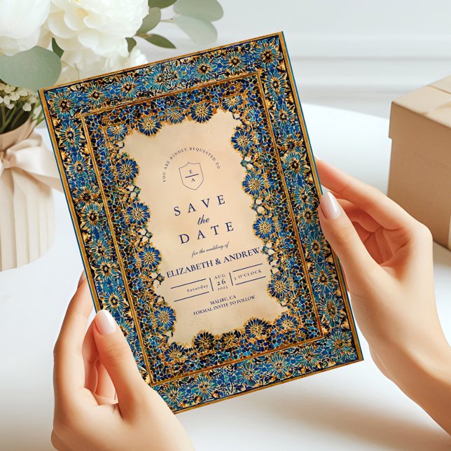 Guldmosaik Islamisk Bröllop Spara Datumet (Skapare uppladdad)