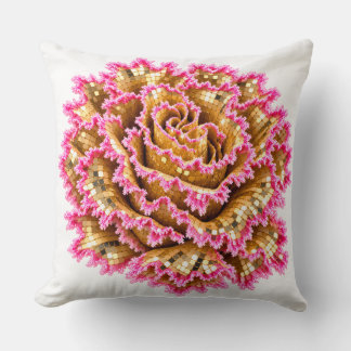 Guldmosaikros med rosa spets blomsterdesign kudde