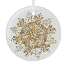 Guldmousserande Snowflake-julglas