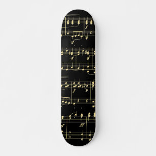 Guldmusik på svart mini skateboard bräda 18,5 cm