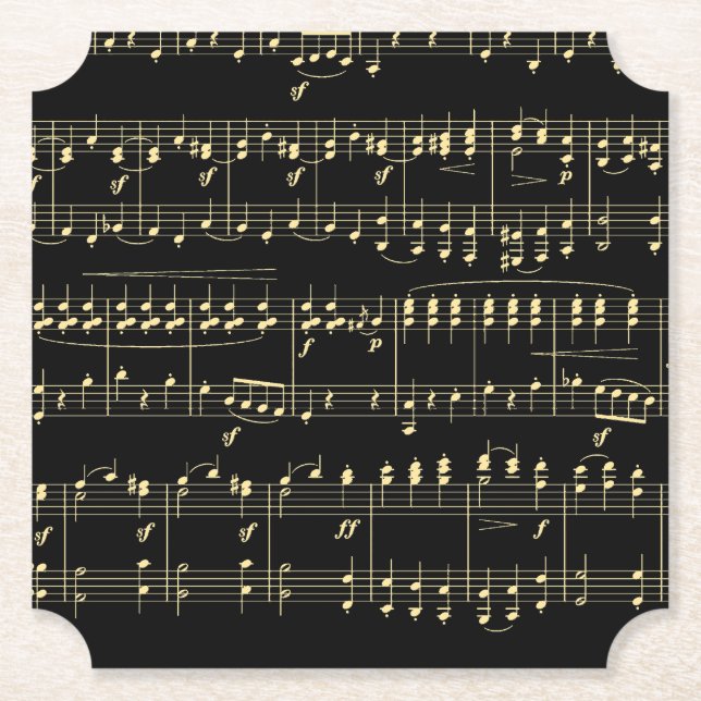 Guldmusik på svart underlägg papper (Framsida)
