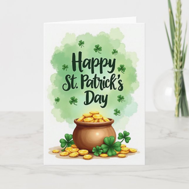 Guldmynt St Patricks Day-kort Kort (Framsida)