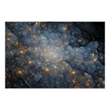Guldnebulosa Gnistrar Midnattsblå Kosmos