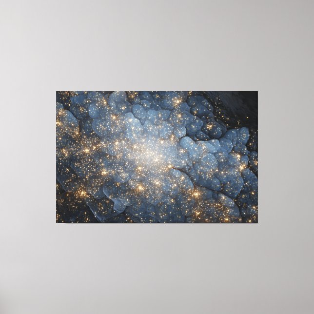Guldnebulosan Glittrar Midnattsblå Kosmos Canvastryck (Framsida)