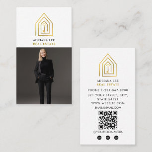 Guldnyckel Foto Fastighetsmäklare QR-kod Vit Visitkort