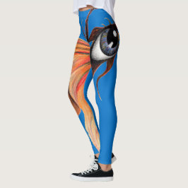 Guldöga Surreal Guld fisk Fantasi Originalkonst Leggings