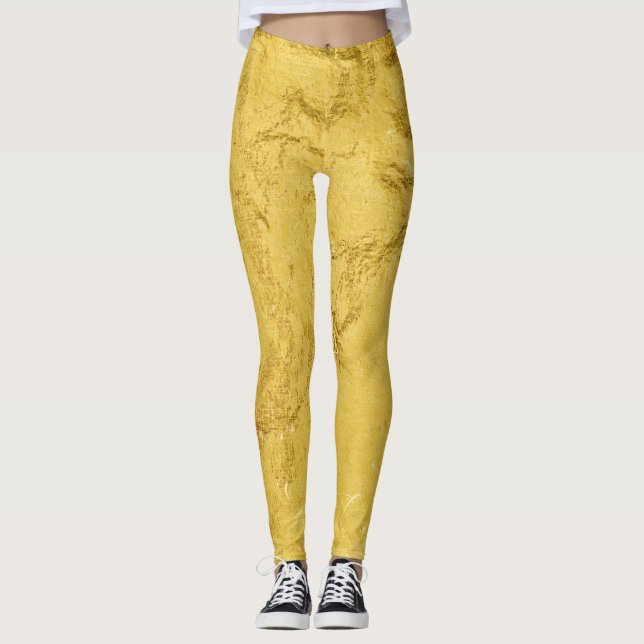 Guldolja: Shiny Abstrakt Struktur Leggings (Framsida)