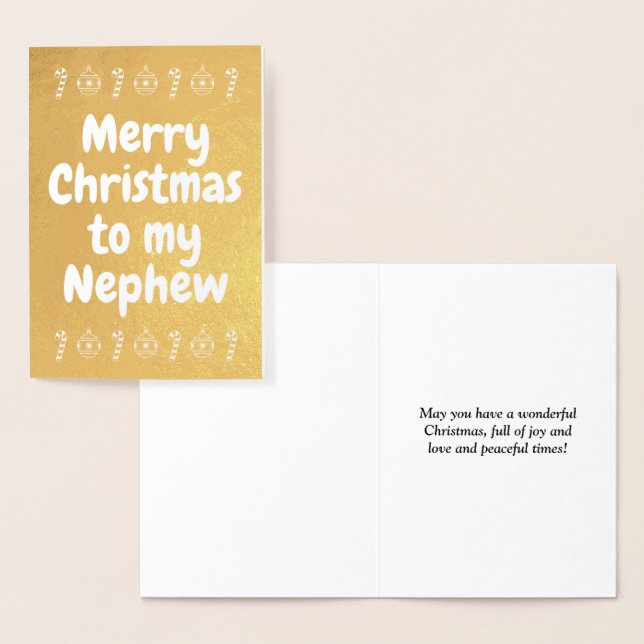 Guldoljekort "God jul till min Nephew" Folierat Kort (Display)