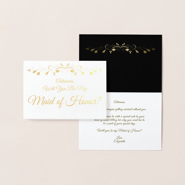Guldoljekortet Maid of honor, Elegant, Frieri kort (Display)