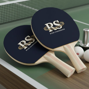 Guldomlopp Monograminitialer Valfri Färg ID1331 Pingisracket