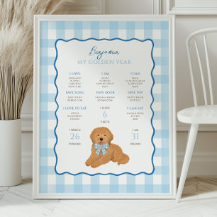 Guldoodle Valp Hund 1-års Födelsedagsjubileum Poster