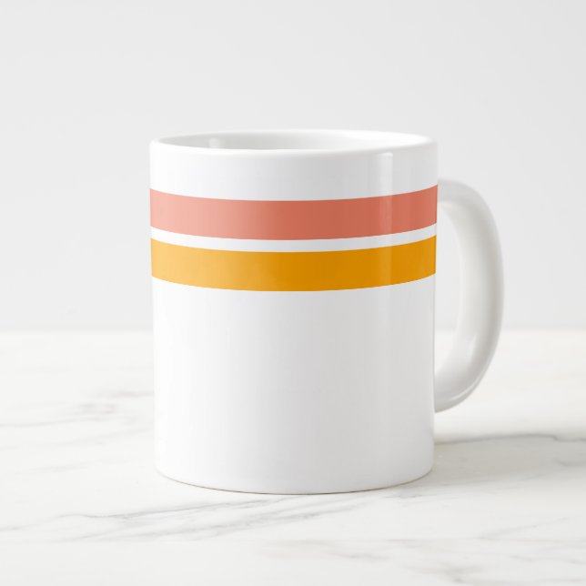Guldorange Laxrosa Racingränder På Vit Jumbo Mugg (Framsida höger)