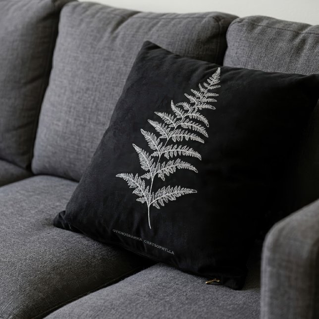 Guldormbunksfjäder, Gymnogramma Chrysophylla Kudde (Golden Fern Frond, Gymnogramma Chrysophylla. Throw Pillow)