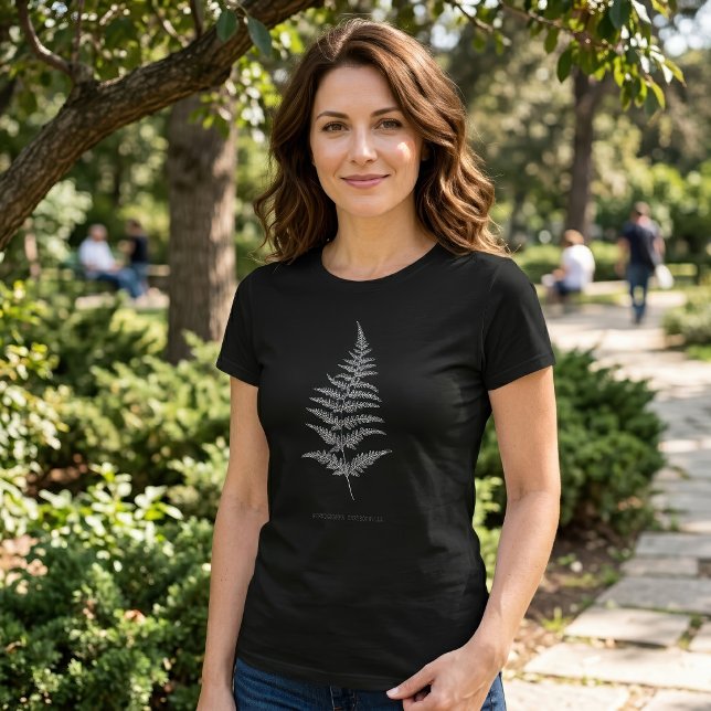 Guldormbunksfjäder, Gymnogramma Chrysophylla T Shirt (Golden Fern Frond, Gymnogramma Chrysophylla. Women Basic Black T-Shirt)