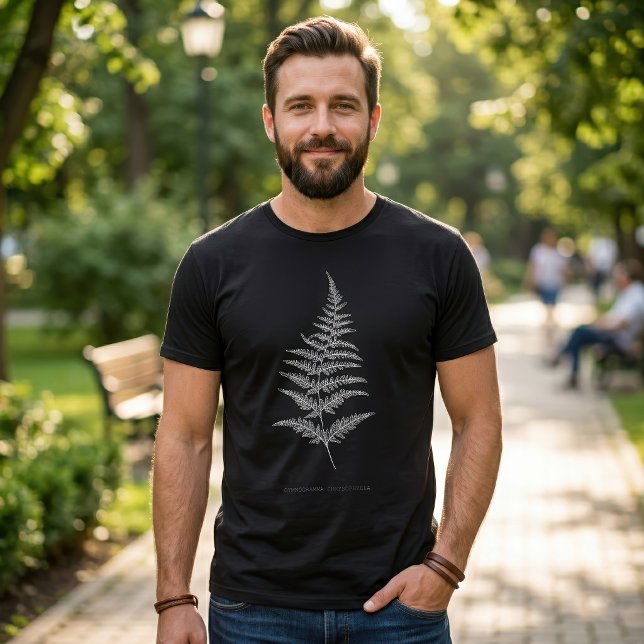 Guldormbunksfjäder, Gymnogramma Chrysophylla T Shirt (Golden Fern Frond, Gymnogramma Chrysophylla. Men Basic Black T-Shirt )