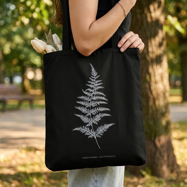Guldormbunksfjäder, Gymnogramma Chrysophylla Tygkasse (Golden Fern Frond, Gymnogramma Chrysophylla. Tote Bag)