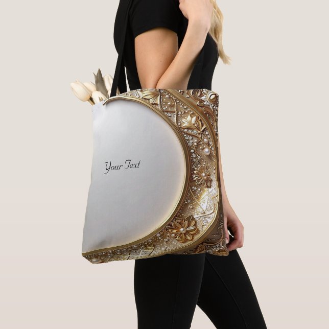 Guldornad ram Totebag Tygkasse (Närbild)