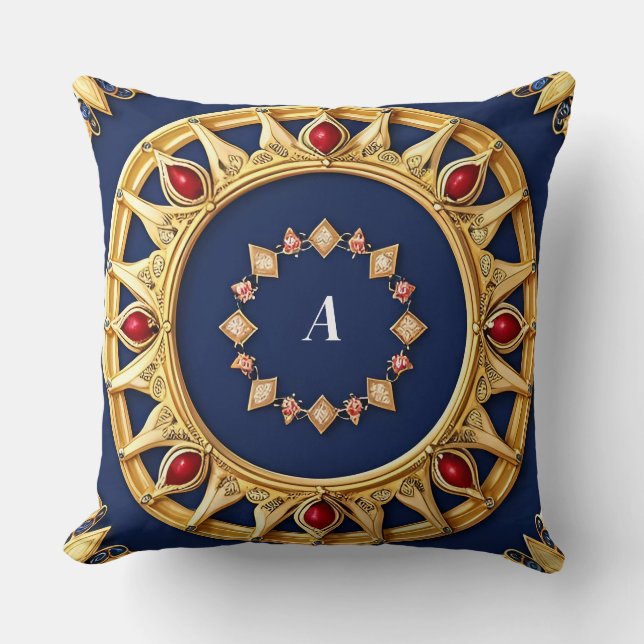 Guldornerad cirkulär design kudde (Framsida)