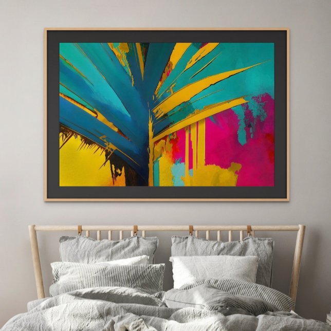 Guldpalmen – Abstrakt tropisk energi Poster (Golden Palm – Abstract Tropical Energy)