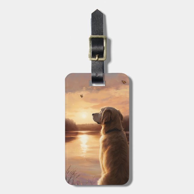 Guldpäls retriever bagagetikett bagagebricka (Vertikal Framsida)