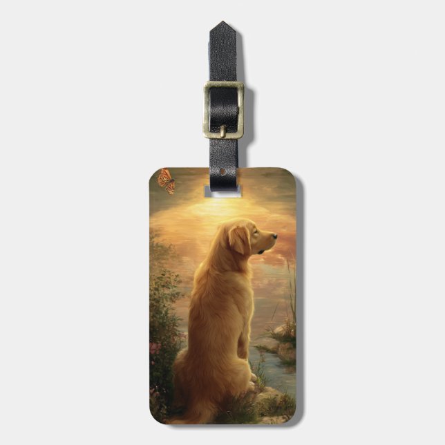 Guldpäls retriever bagagetikett bagagebricka (Vertikal Framsida)