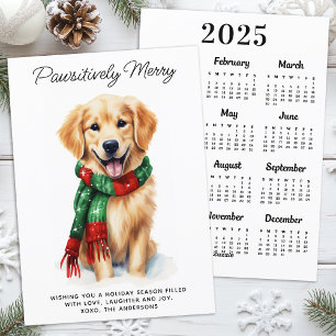 Guldpäls retriever Hund 2026 Kalender Söt Jul Julkort
