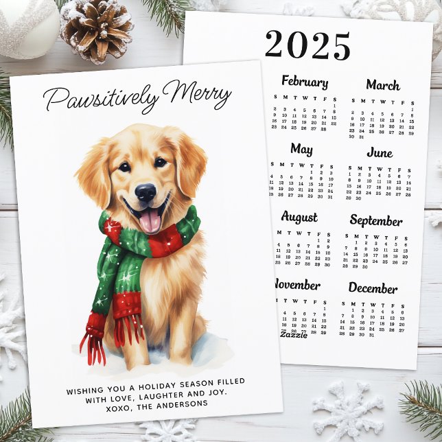 Guldpäls retriever Hund 2026 Kalender Söt Jul Julkort (Skapare uppladdad)