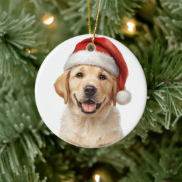 Guldpäls retriever valp julgransprydnad keramik
