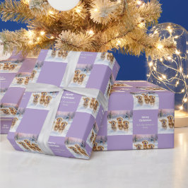 Guldpälsvalpar i snö Lilac Jul Presentpapper