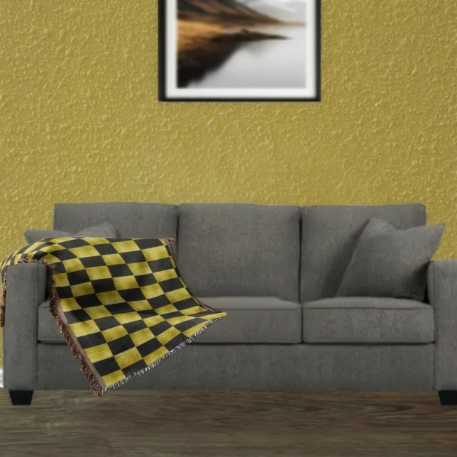 Guldpanelad svart-IV Filt (A nice contemporary blanket throw, for your sofa!)