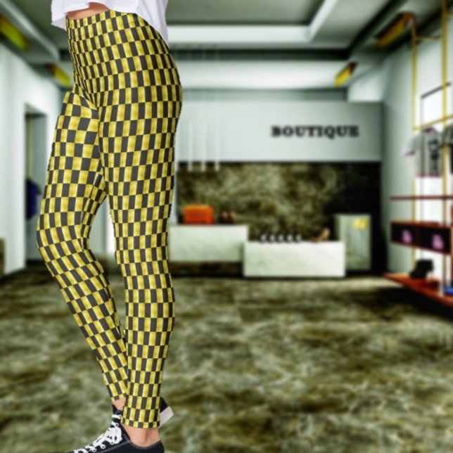 Guldpanelad-Svart-IV Leggings (Step out in contemporary style, when wearing these Gold,-Paneled Black IV Leggings!)