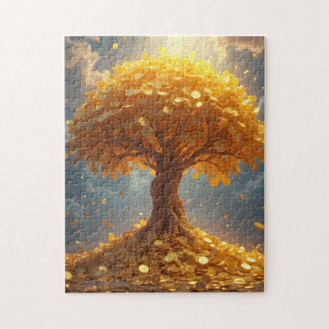 guldpengar träd guld mynt pussel (Vertikal)