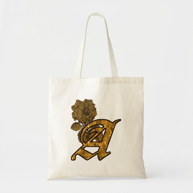 Guldpeony Elegant Monogram Initial A Tygkasse (Framsidan)