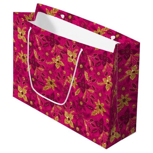 Guldpink julstjärna blommor (Framsidan Vinklad)