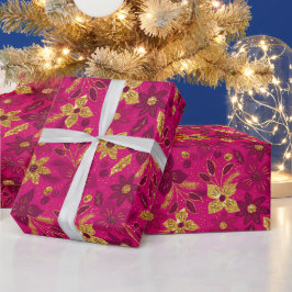 Guldpink julstjärna blommor presentpapper