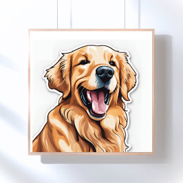 Guldpinselframställning av Golden Retriever Poster