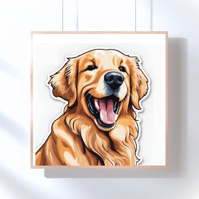 Guldpinselframställning av Golden Retriever Poster (Skapare uppladdad)