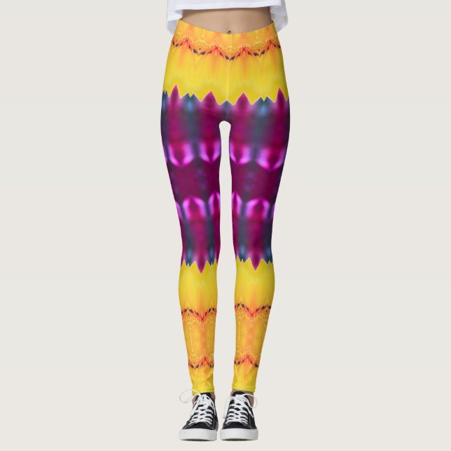 Guldplommon lila och turkos leggings (Framsida)