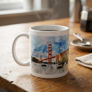 Guldportbron akvarell i San Francisco Kaffemugg