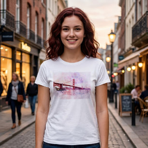 Guldportbron Vattenfärg vid solnedgång T Shirt