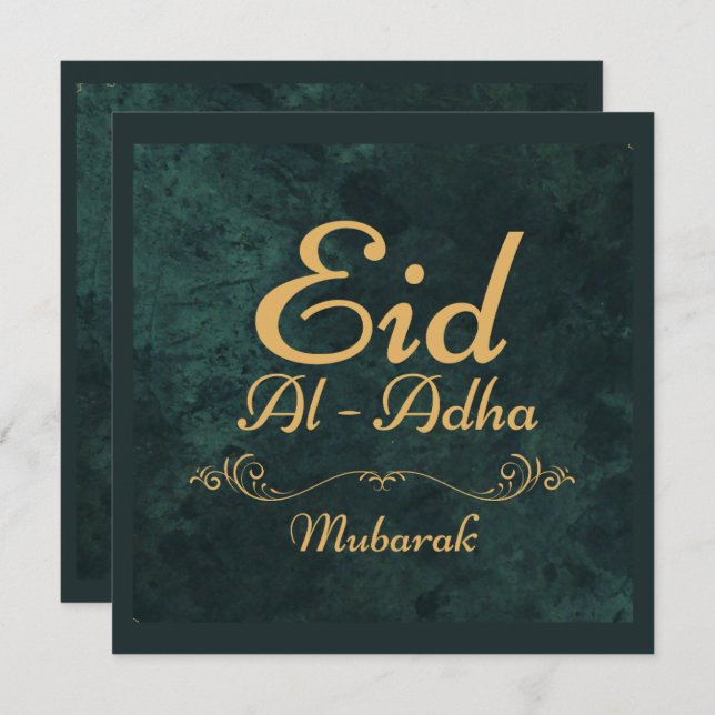 Guldpräglad Eid Al-Adha Mubarak 2025 Julkort (Fram/baksida)